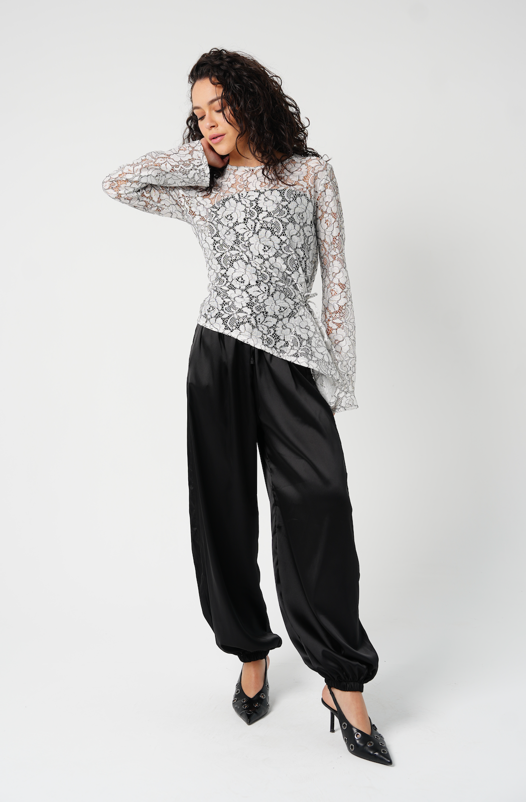 Lace Adjustable Top in White & Black