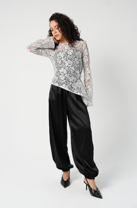 Lace Adjustable Top in White & Black