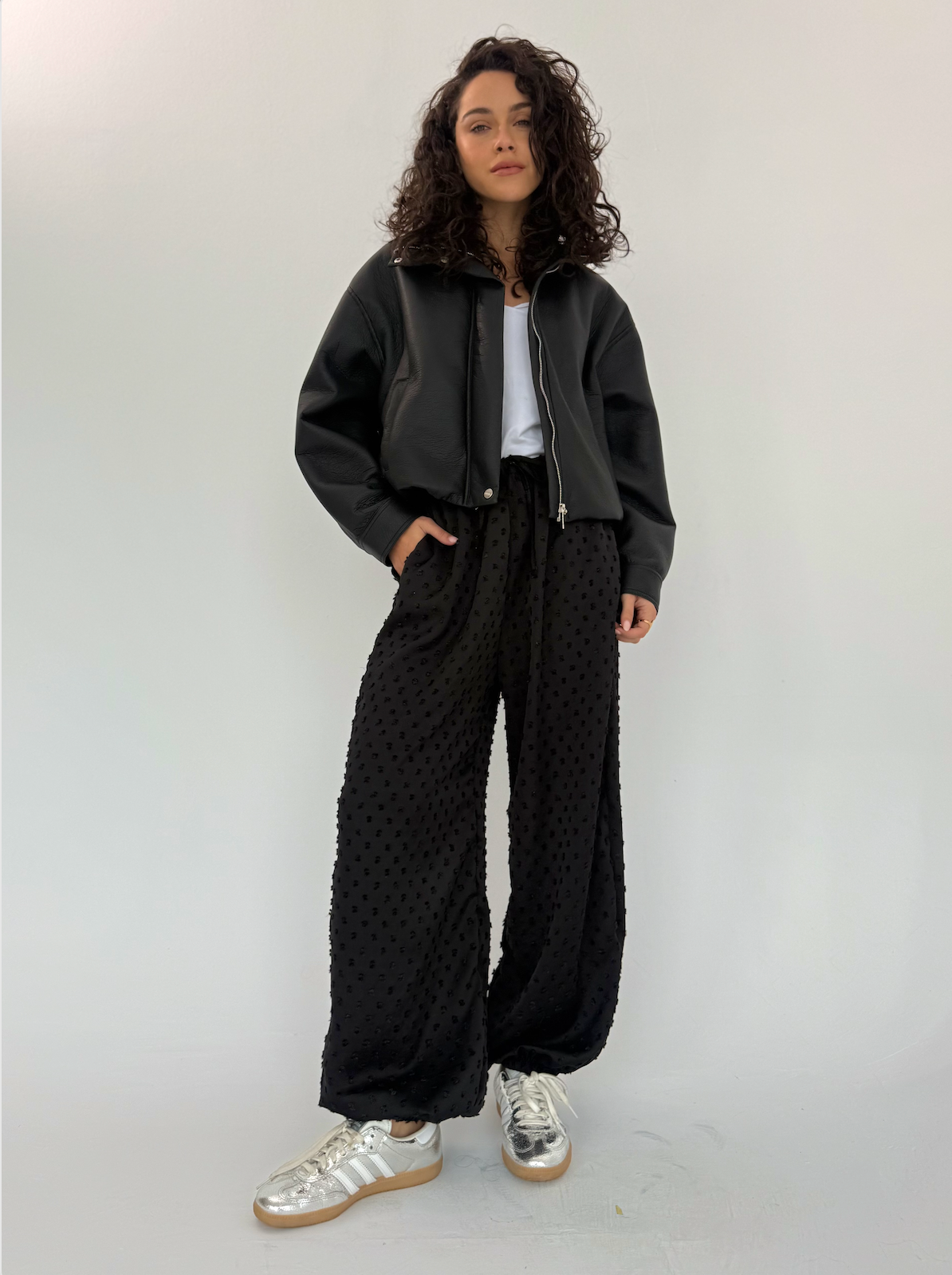 Barrel Polka Dots Satin Pants