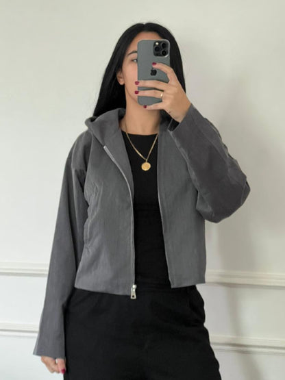 Woman in Grey // Wool Hooded Jacket