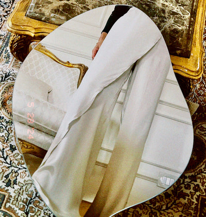 "Self-Love" Overskirt Satin Pants: Beige