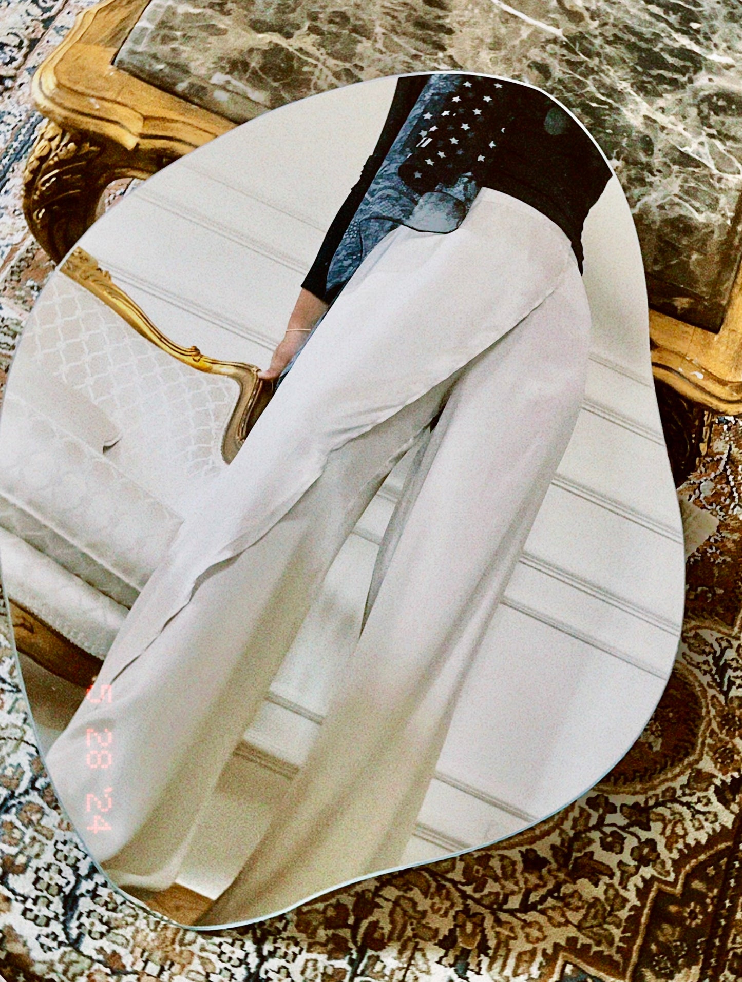 "Self-Love" Overskirt Satin Pants: Beige