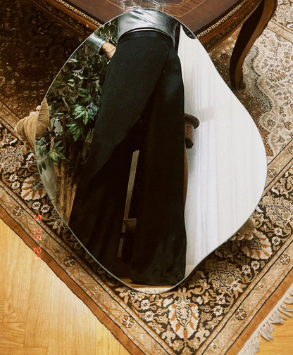 "Self-Love" Overskirt Satin Pants: Black