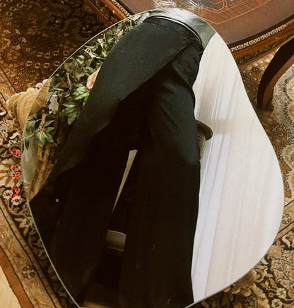 "Self-Love" Overskirt Satin Pants: Black