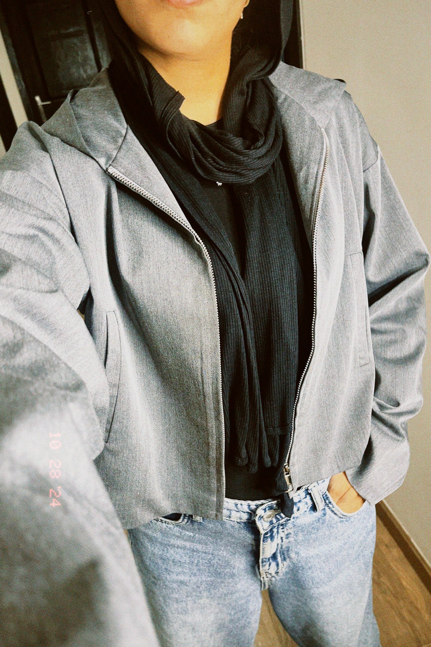 Woman in Grey // Wool Hooded Jacket
