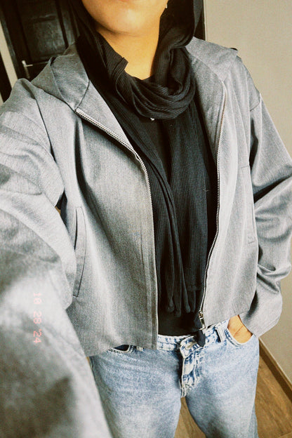 Woman in Grey // Wool Hooded Jacket