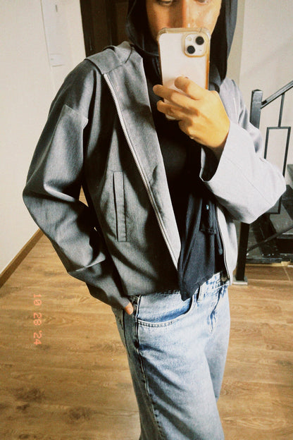Woman in Grey // Wool Hooded Jacket