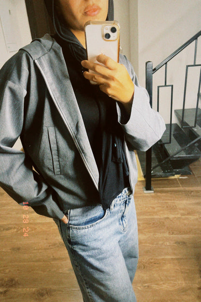 Woman in Grey // Wool Hooded Jacket