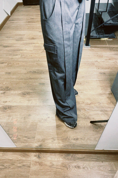 Woman in Grey // Wool Cargo-Work Pants